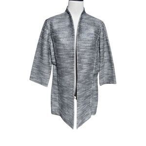 MISOOK Open Front Textured Striped Metallic Duster Cardigan Jacket M